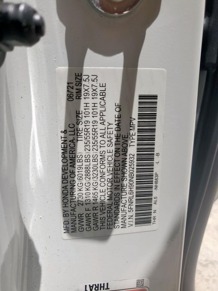 2022 Honda Odyssey Elite VIN: 5FNRL6H90NB025932 Lot: 63296715