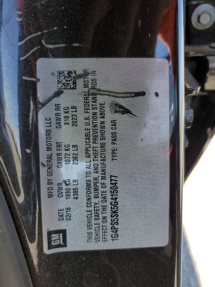 2016 Buick Verano VIN: 1G4PS5SK5G4150477 Lot: 64654475