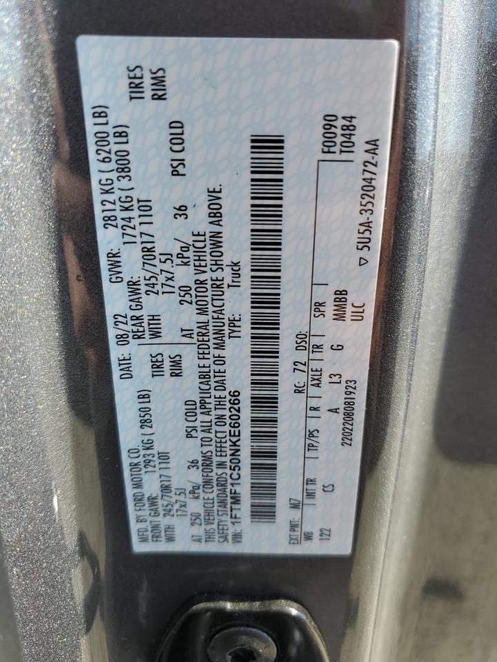 2022 Ford F150 VIN: 1FTMF1C50NKE60266 Lot: 64695395