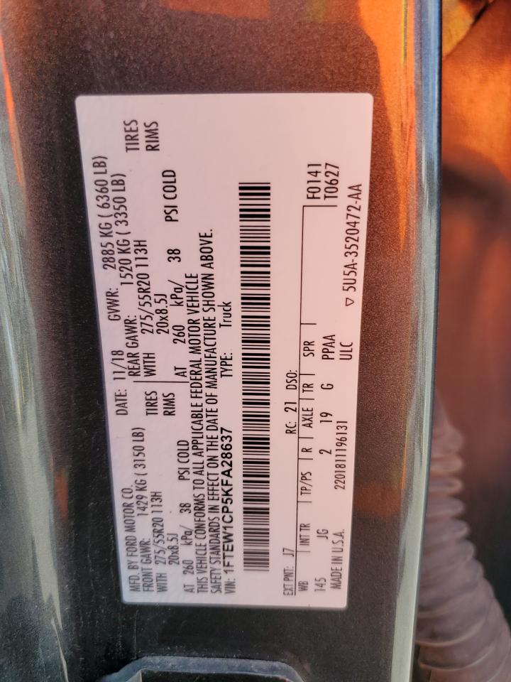 1FTEW1CP5KFA28637 FORD F-150 2019