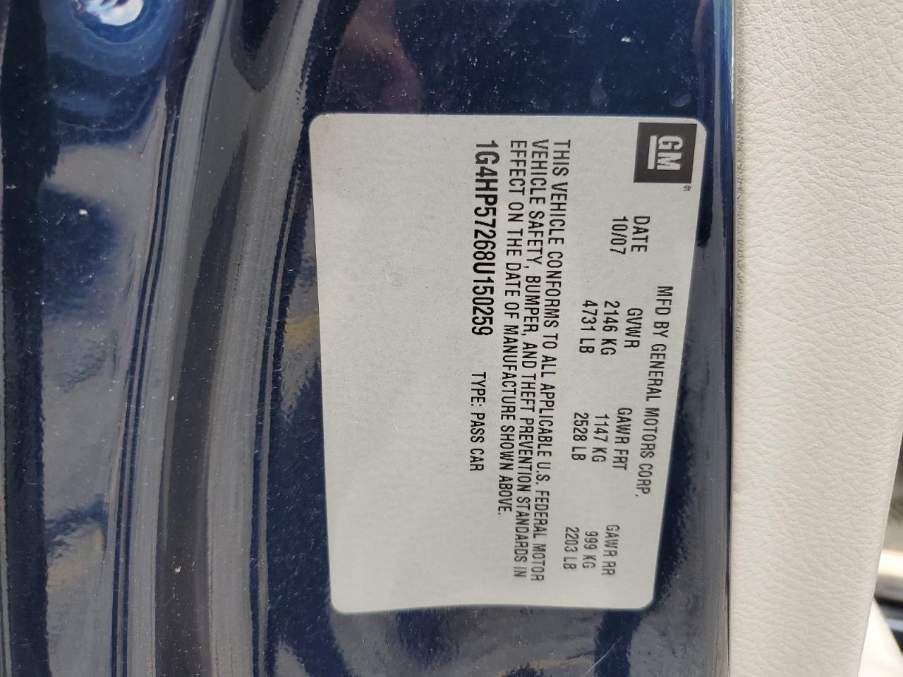 2008 Buick Lucerne Cx VIN: 1G4HP57268U150259 Lot: 64070885