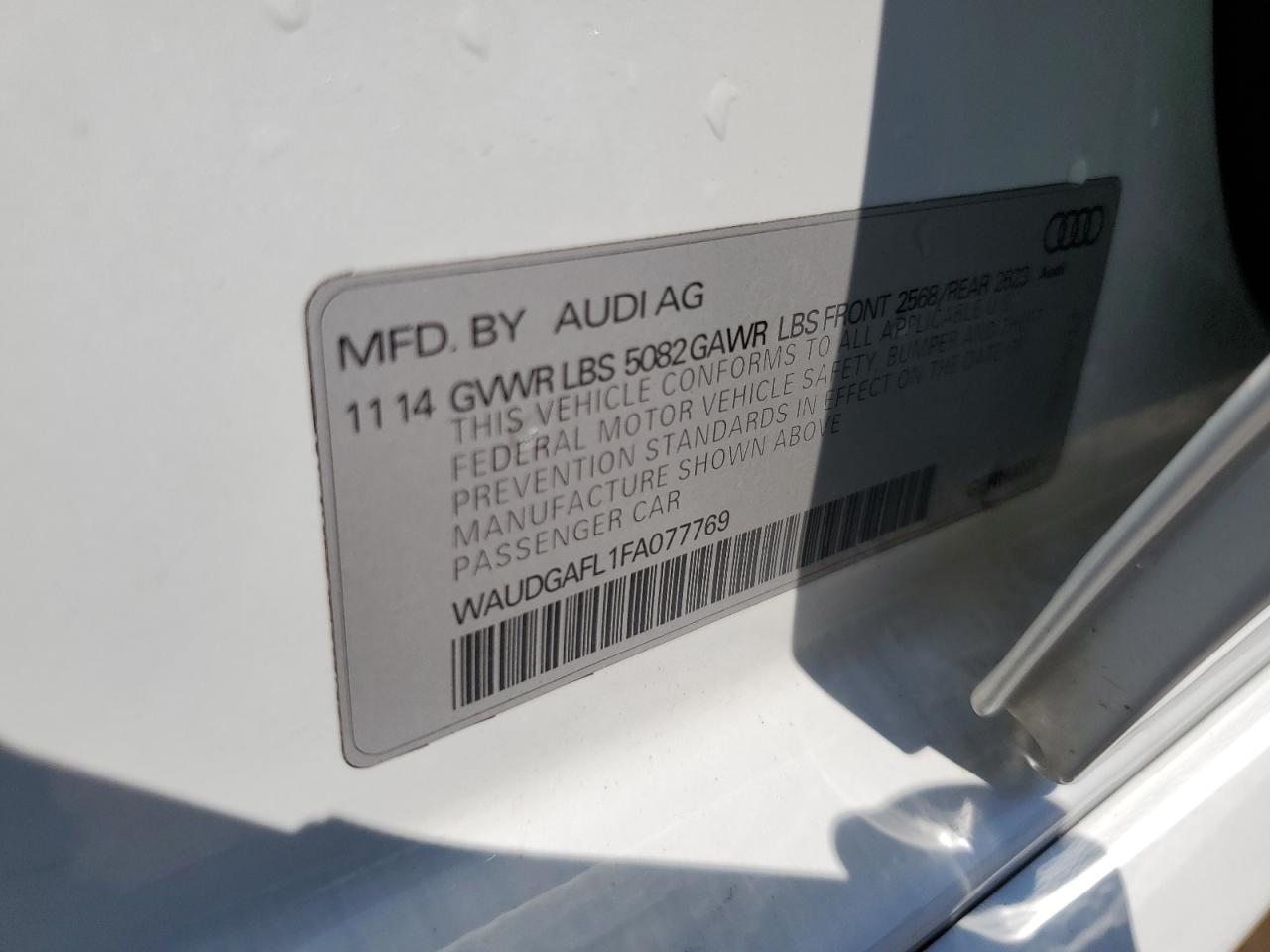 2015 Audi S4 Premium Plus VIN: WAUDGAFL1FA077769 Lot: 65156835