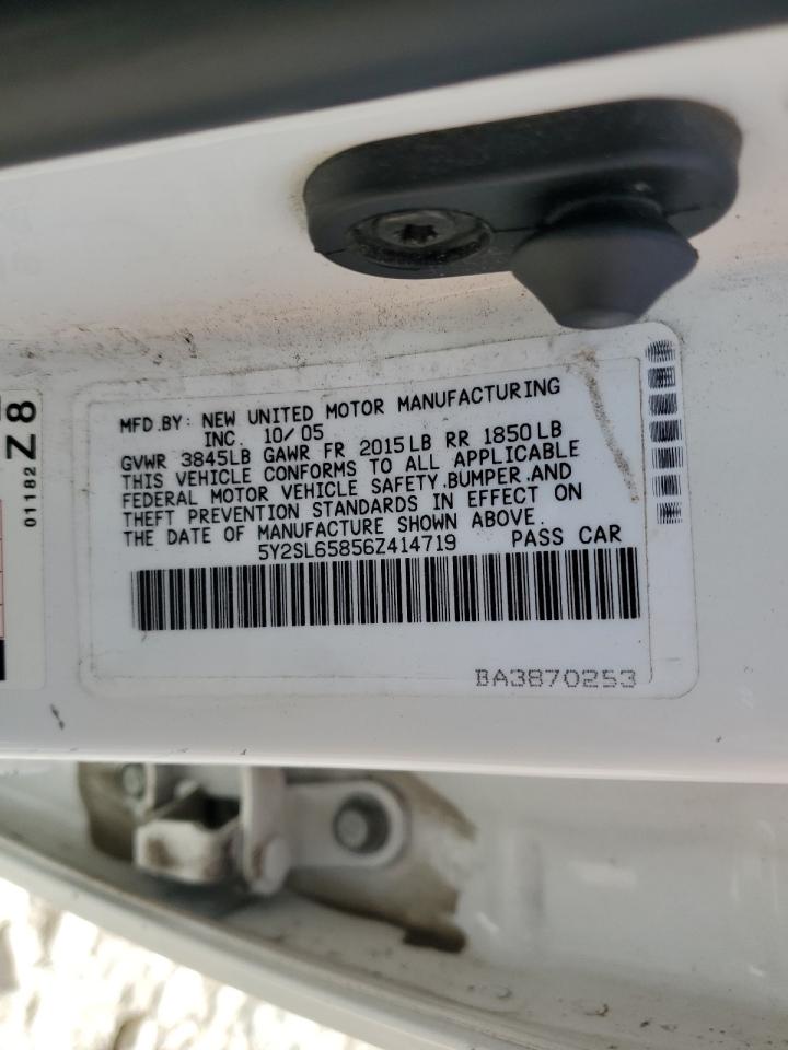 2006 Pontiac Vibe VIN: 5Y2SL65856Z414719 Lot: 64169455