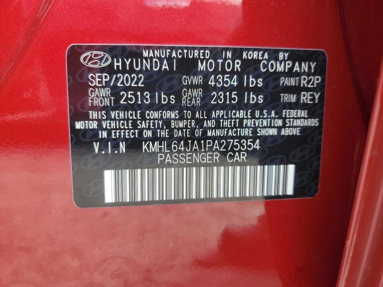 2023 Hyundai Sonata Sel VIN: KMHL64JA1PA275354 Lot: 65421845