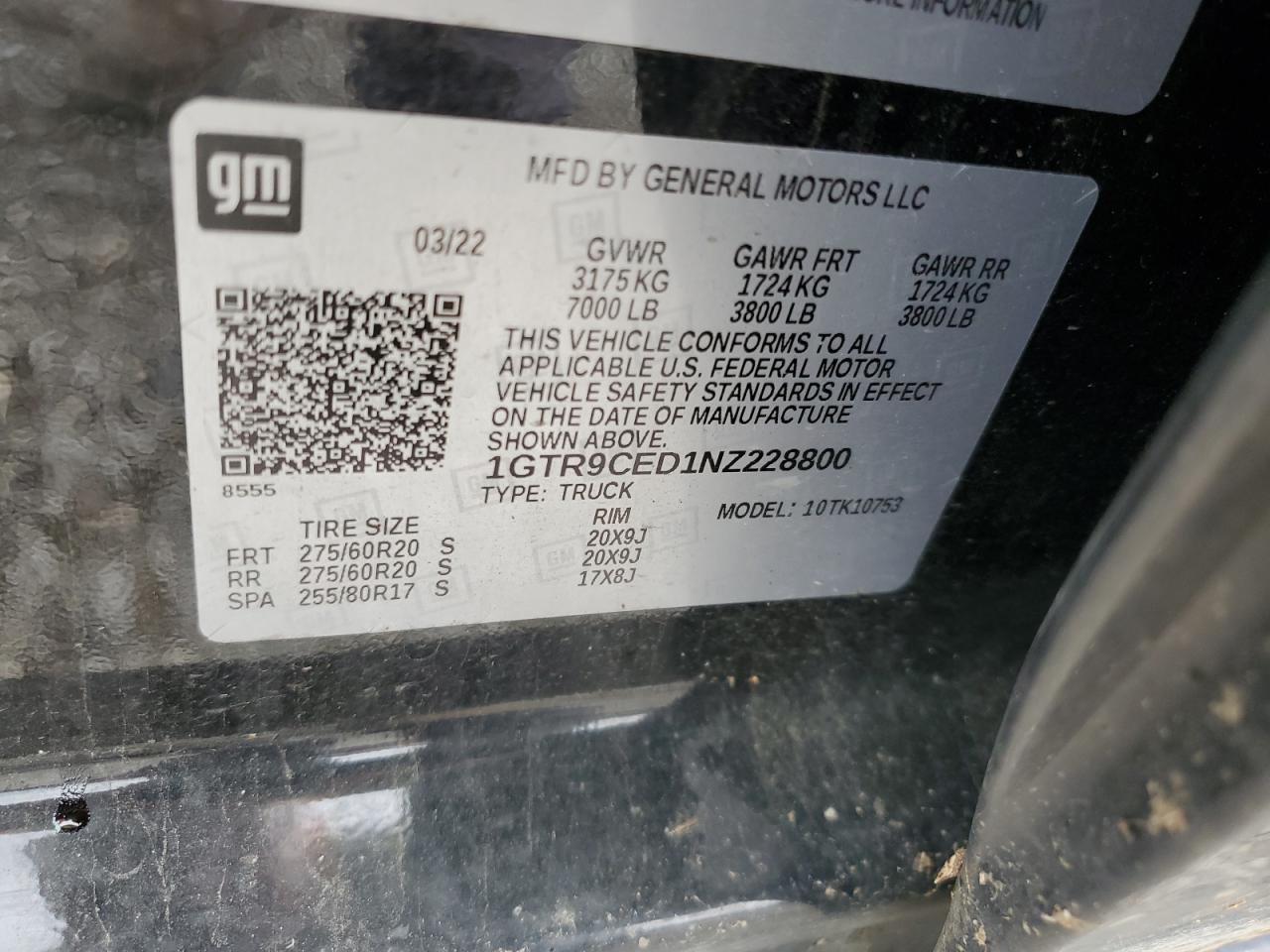 2022 GMC Sierra Limited K1500 Elevation VIN: 1GTR9CED1NZ228800 Lot: 65395945