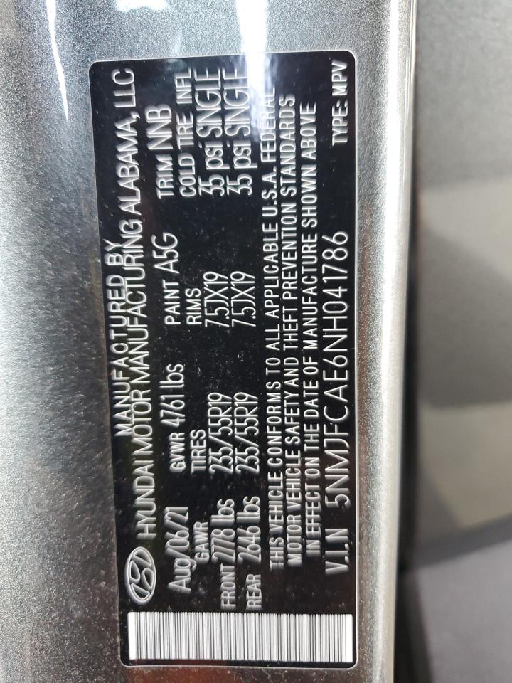 2022 Hyundai Tucson Sel VIN: 5NMJFCAE6NH041786 Lot: 63795085
