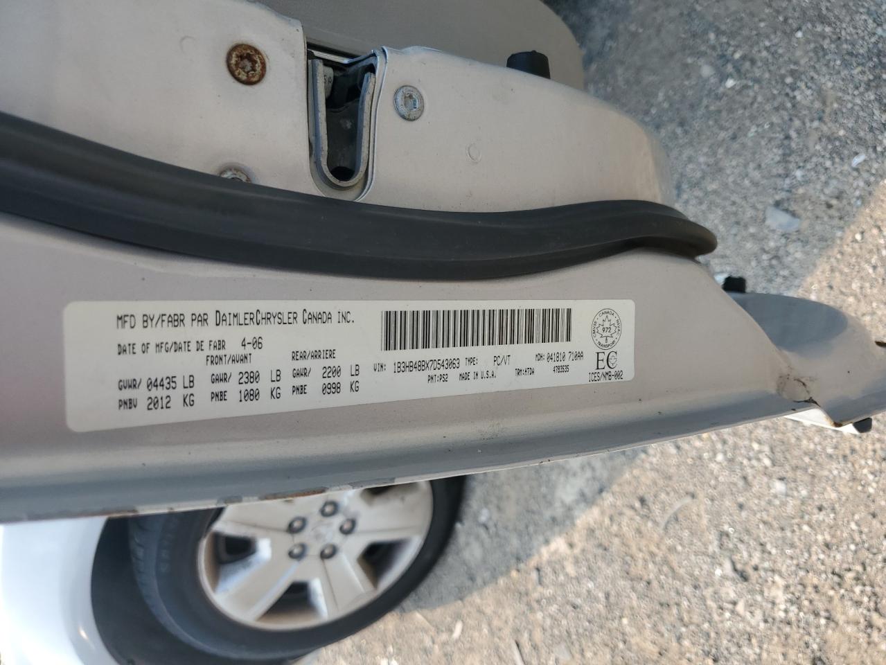 2007 Dodge Caliber Sxt VIN: 1B3HB48BX7D543063 Lot: 64309295