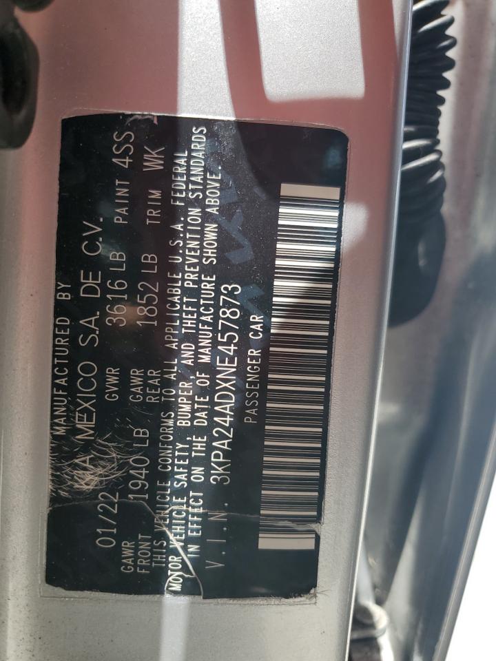 2022 Kia Rio Lx VIN: 3KPA24ADXNE457873 Lot: 66336335