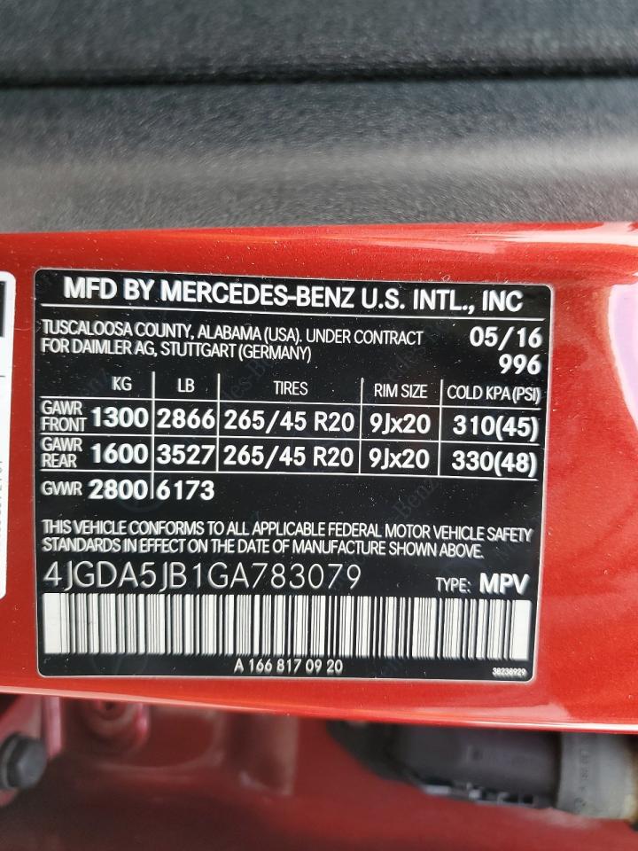 2016 Mercedes-Benz Gle 350 VIN: 4JGDA5JB1GA783079 Lot: 64176245