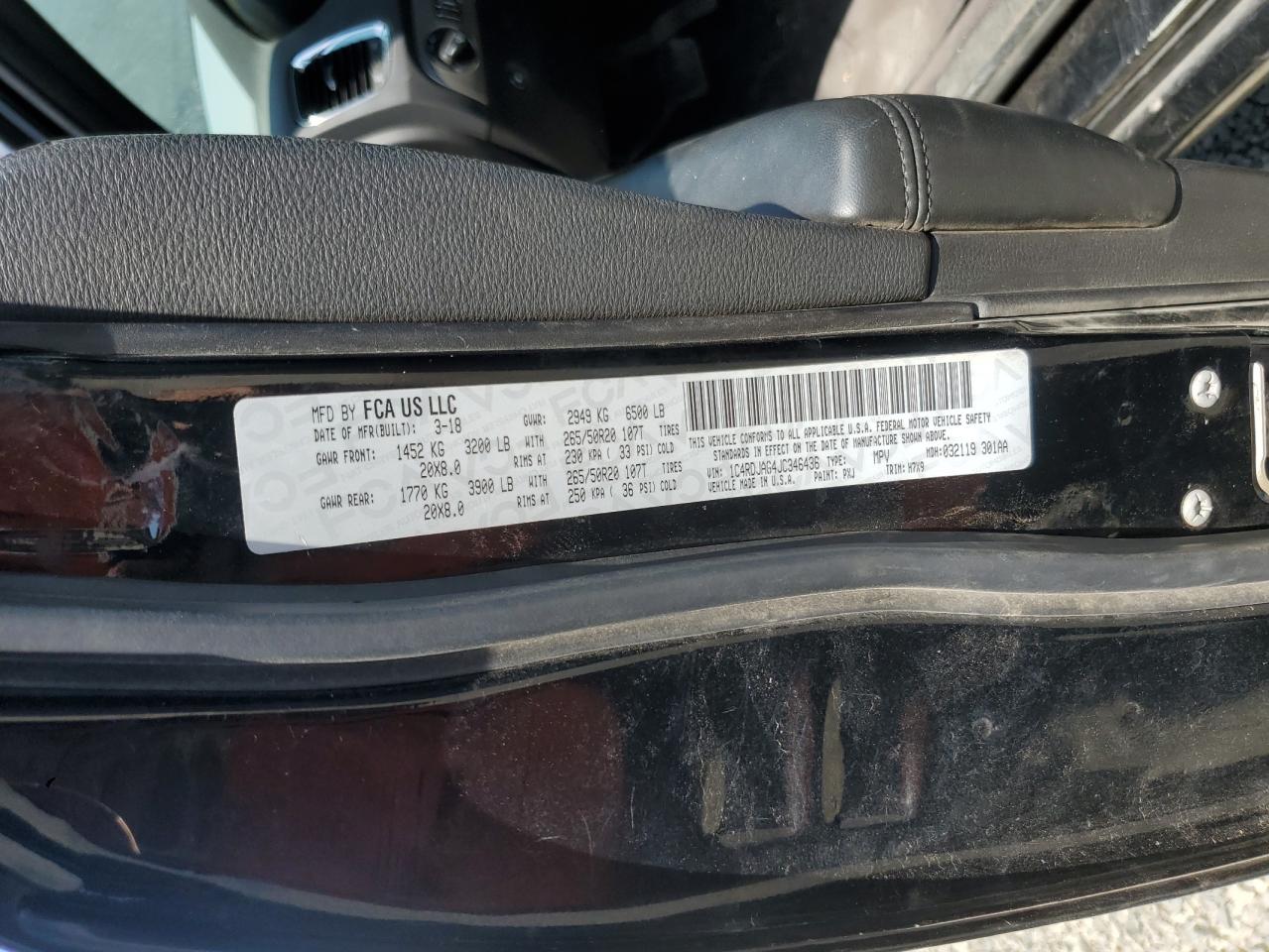 2018 Dodge Durango Sxt VIN: 1C4RDJAG4JC346436 Lot: 66889055