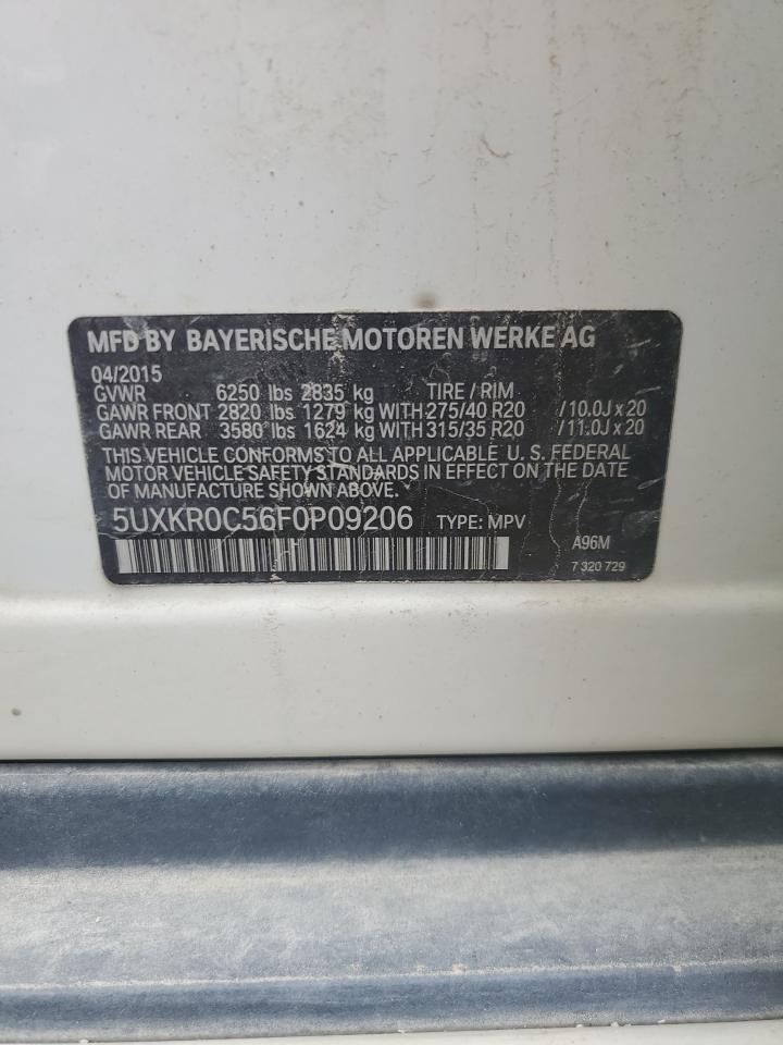 2015 BMW X5 xDrive35I VIN: 5UXKR0C56F0P09206 Lot: 65700755