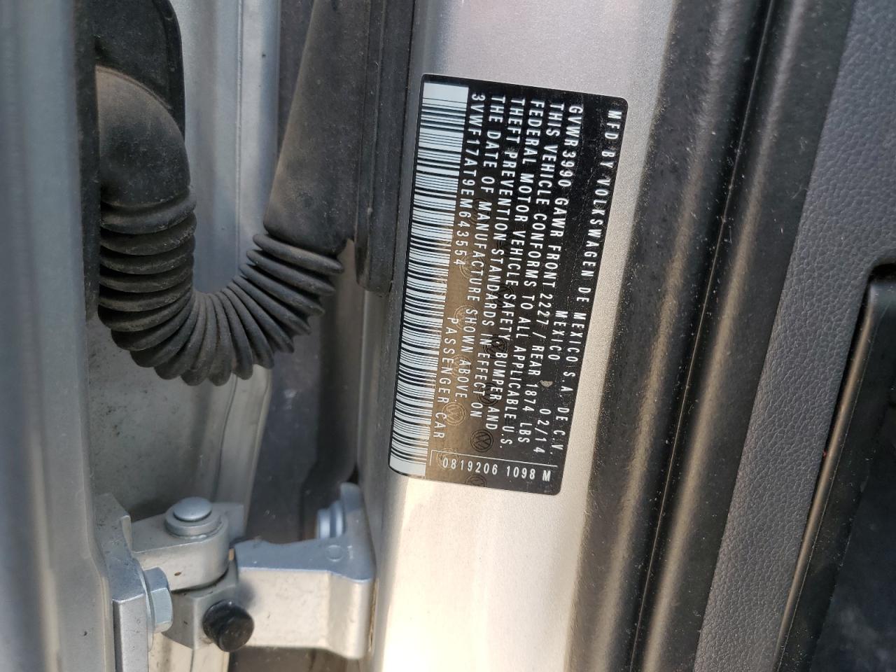 2014 Volkswagen Beetle VIN: 3VWF17AT9EM643554 Lot: 66107945