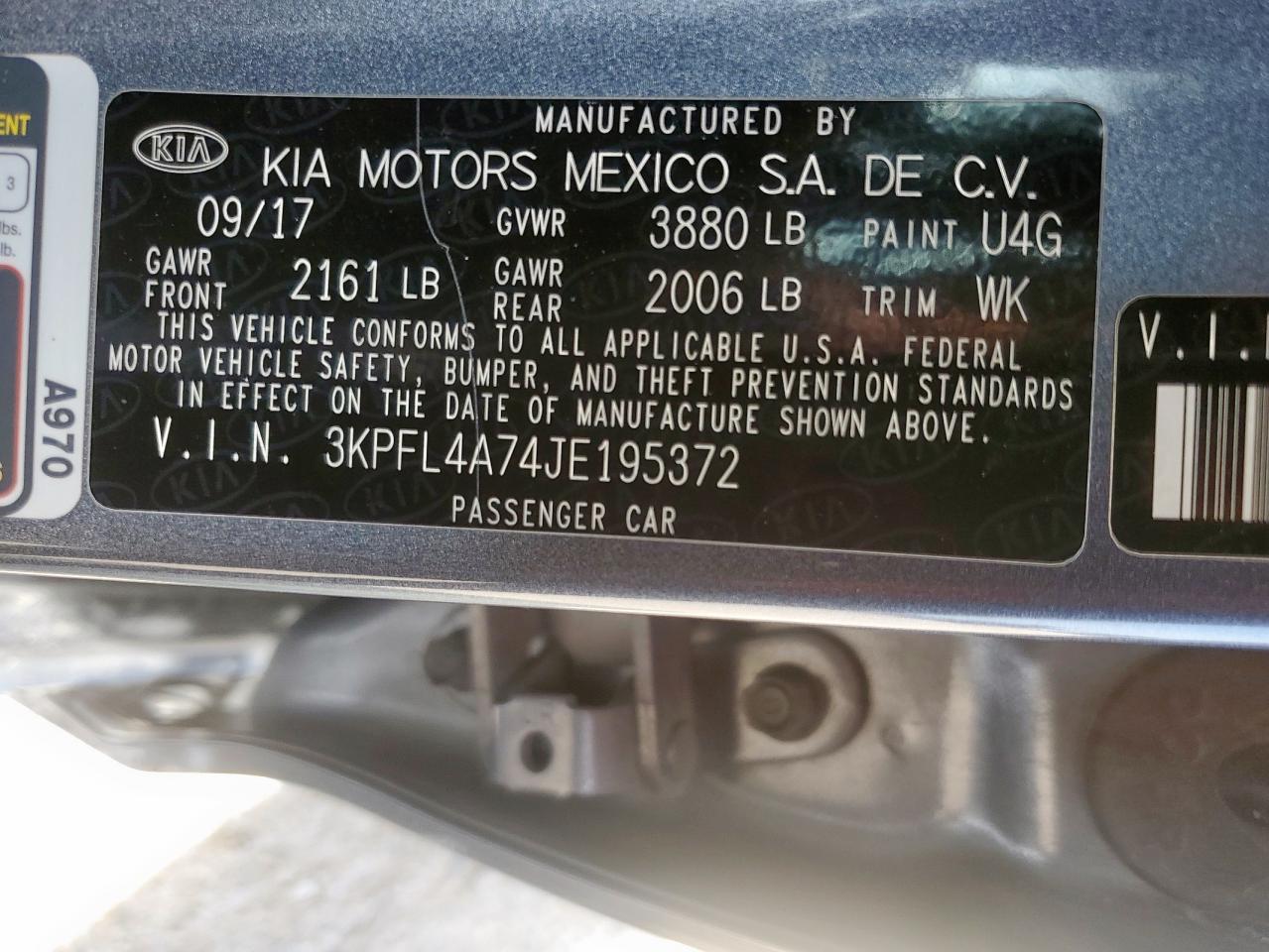 2018 Kia Forte Lx VIN: 3KPFL4A74JE195372 Lot: 63115585