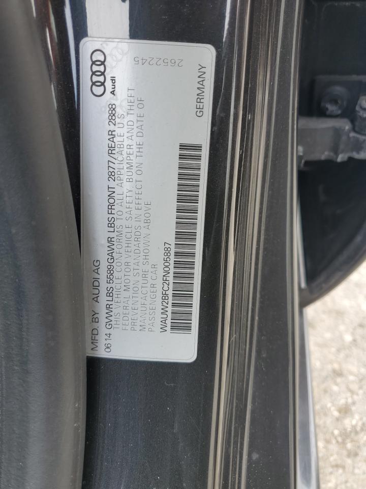 2015 Audi S7 Premium VIN: WAUW2BFC2FN005887 Lot: 64836995