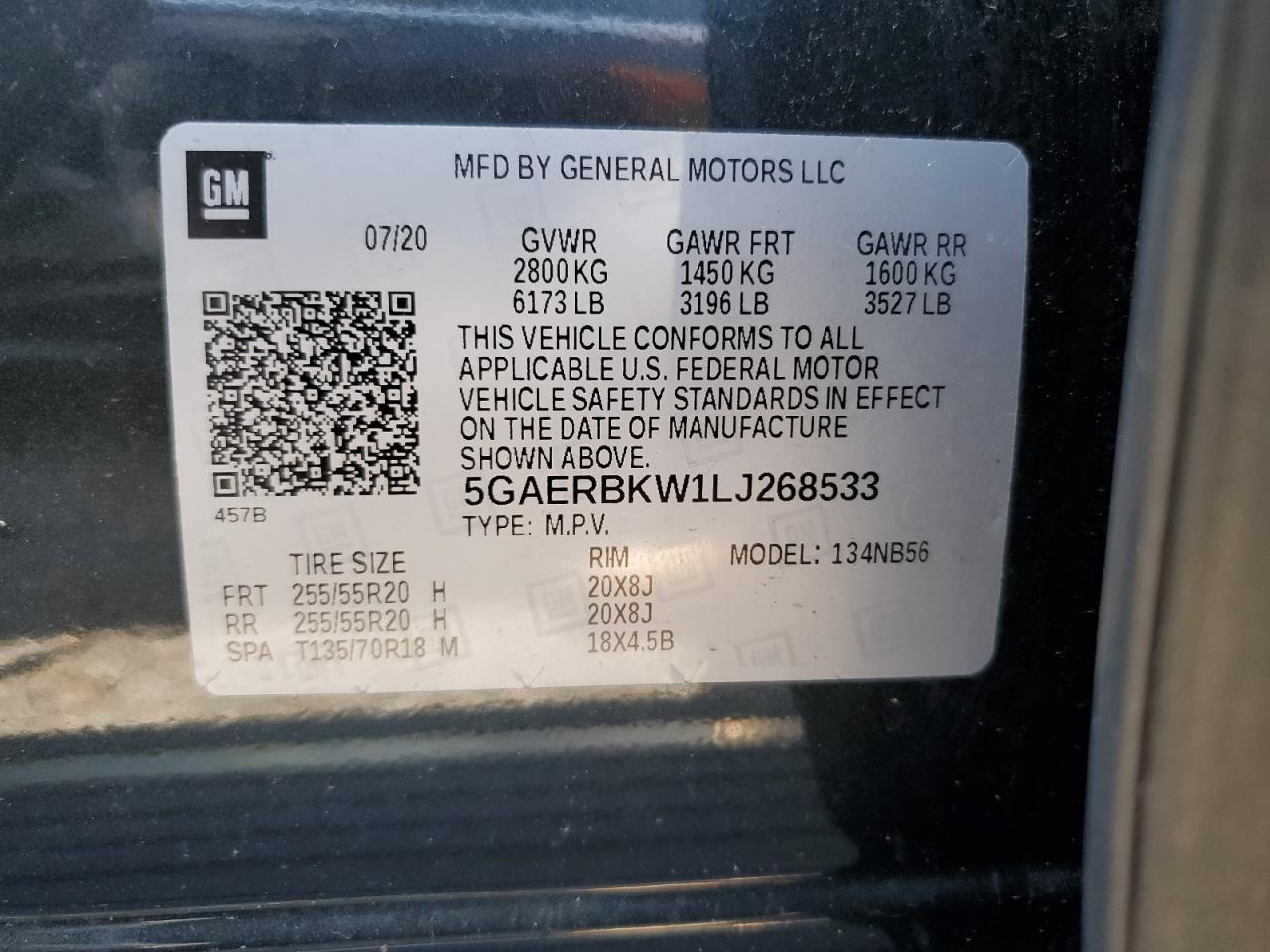 2020 Buick Enclave Essence VIN: 5GAERBKW1LJ268533 Lot: 65052325