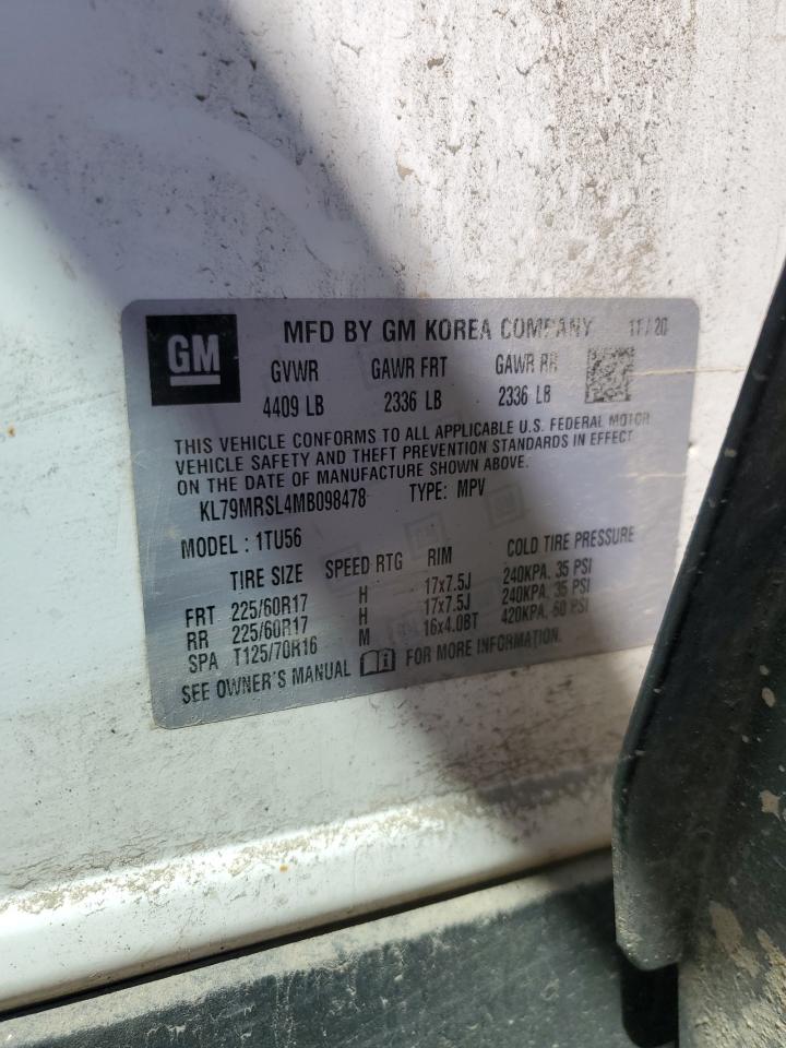 2021 Chevrolet Trailblazer Lt VIN: KL79MRSL4MB098478 Lot: 65734175