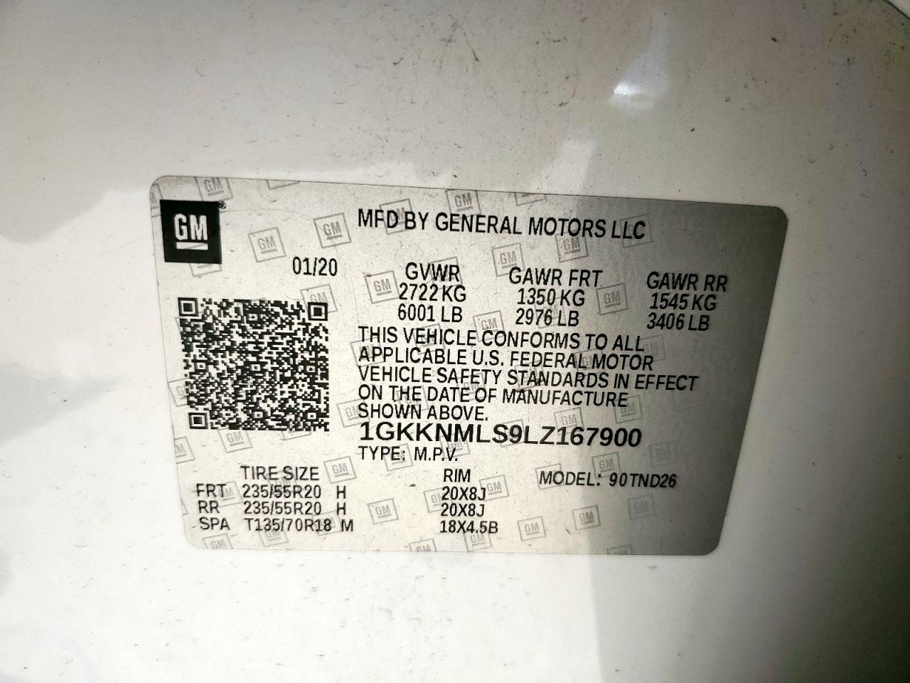 1gkknmls9lz167900 1GKKNMLS9LZ167900 2020 GMC Acadia Slt