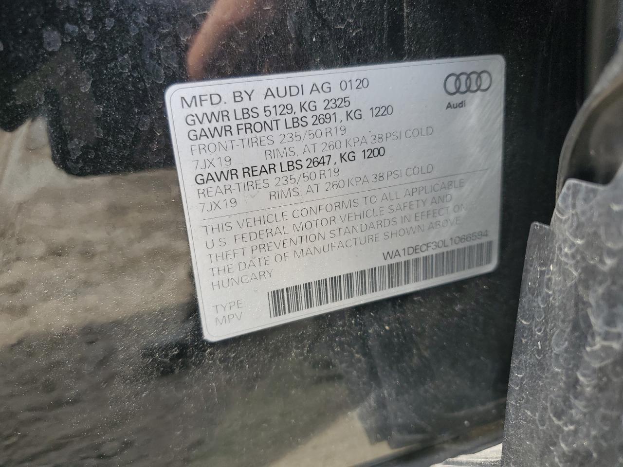 2020 Audi Q3 Premium S Line VIN: WA1DECF30L1066594 Lot: 65268955