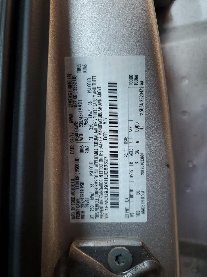 2017 Ford Escape Titanium VIN: 1FMCU9J9XHUD63327 Lot: 64932115