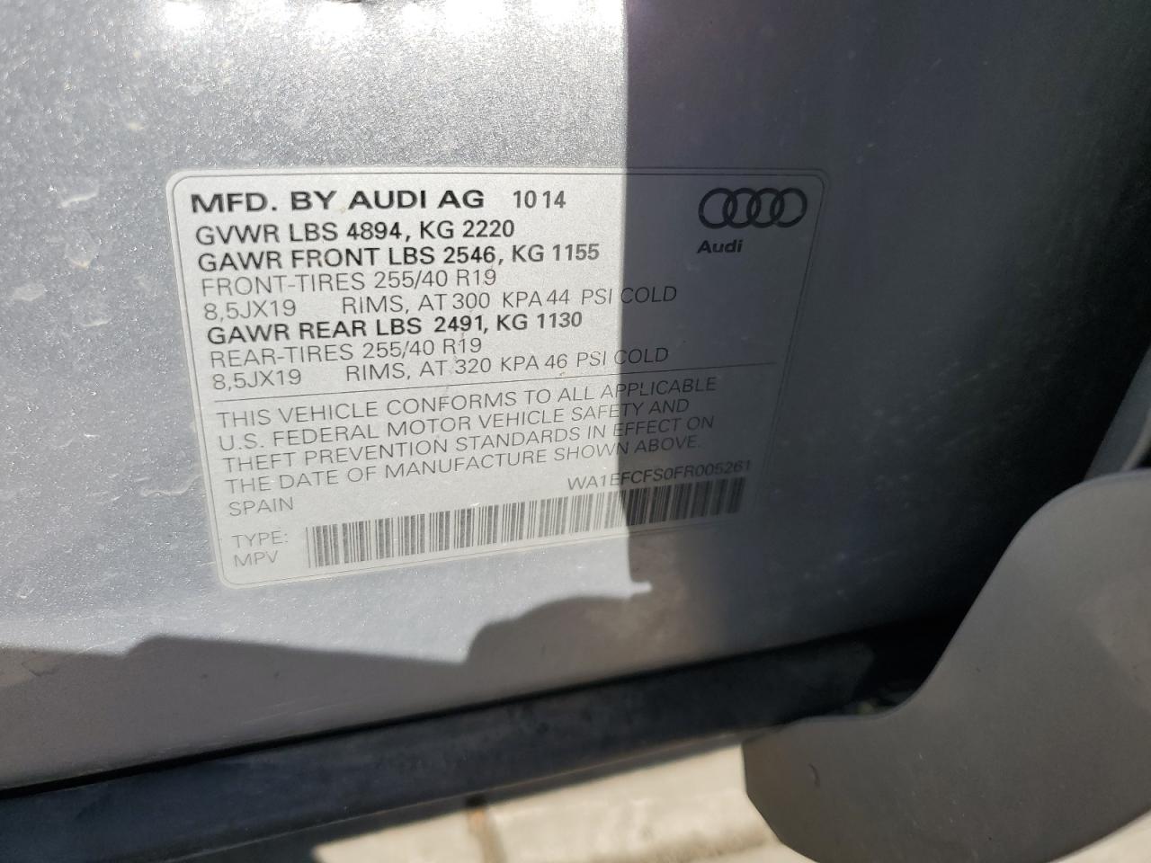 2015 Audi Q3 Premium Plus VIN: WA1EFCFS0FR005261 Lot: 64222895
