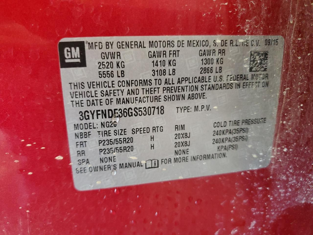 2016 Cadillac Srx Premium Collection VIN: 3GYFNDE36GS530718 Lot: 63794485