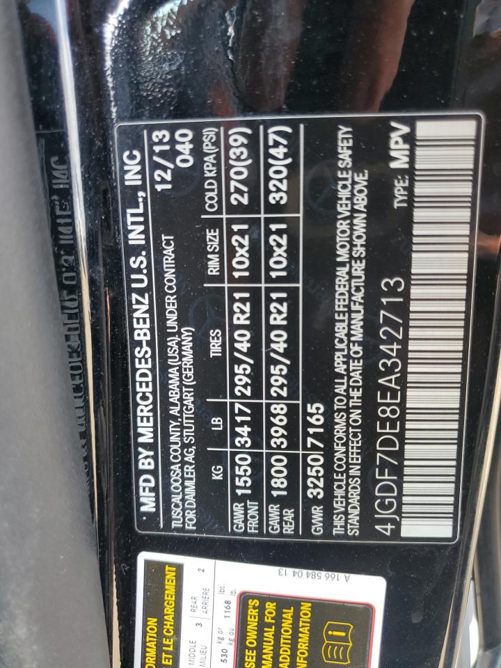 2014 Mercedes-Benz Gl 550 4Matic VIN: 4JGDF7DE8EA342713 Lot: 63644715