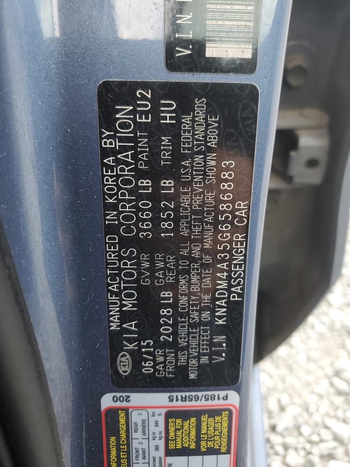 2016 Kia Rio Lx VIN: KNADM4A35G6586883 Lot: 63347995