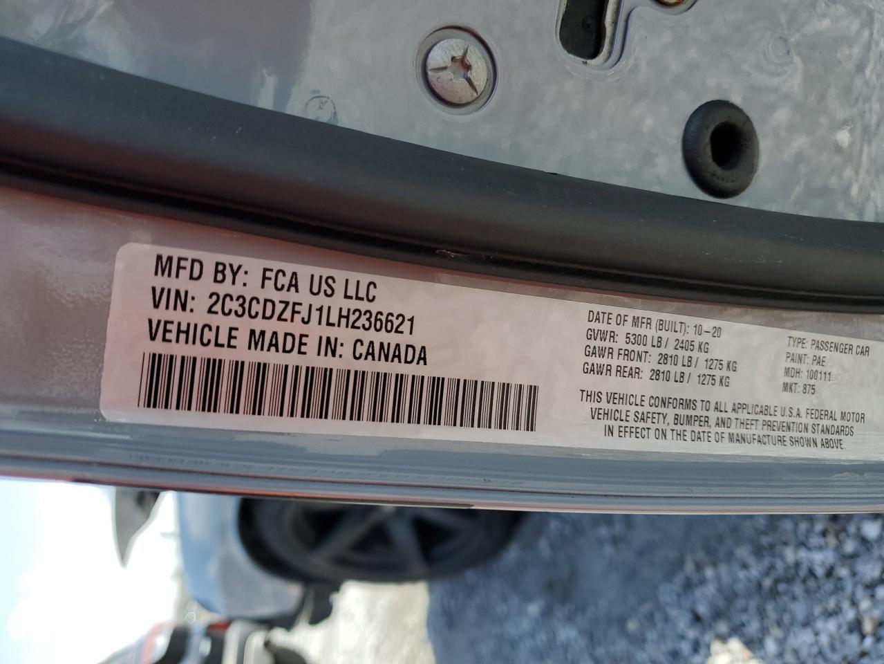 2020 Dodge Challenger R/T Scat Pack VIN: 2C3CDZFJ1LH236621 Lot: 64130665