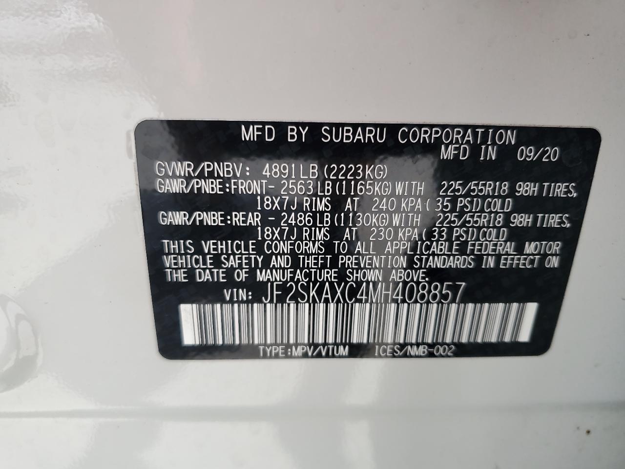 2021 Subaru Forester Touring VIN: JF2SKAXC4MH408857 Lot: 63333305