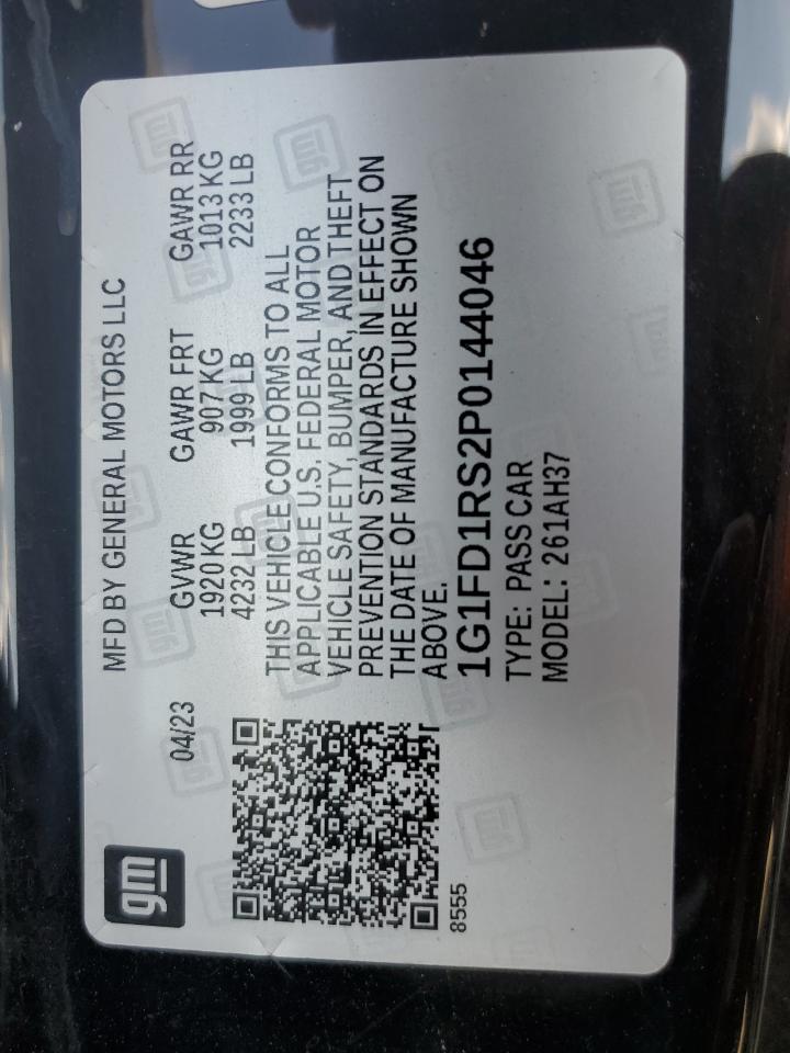 2023 Chevrolet Camaro Lt VIN: 1G1FD1RS2P0144046 Lot: 66756255