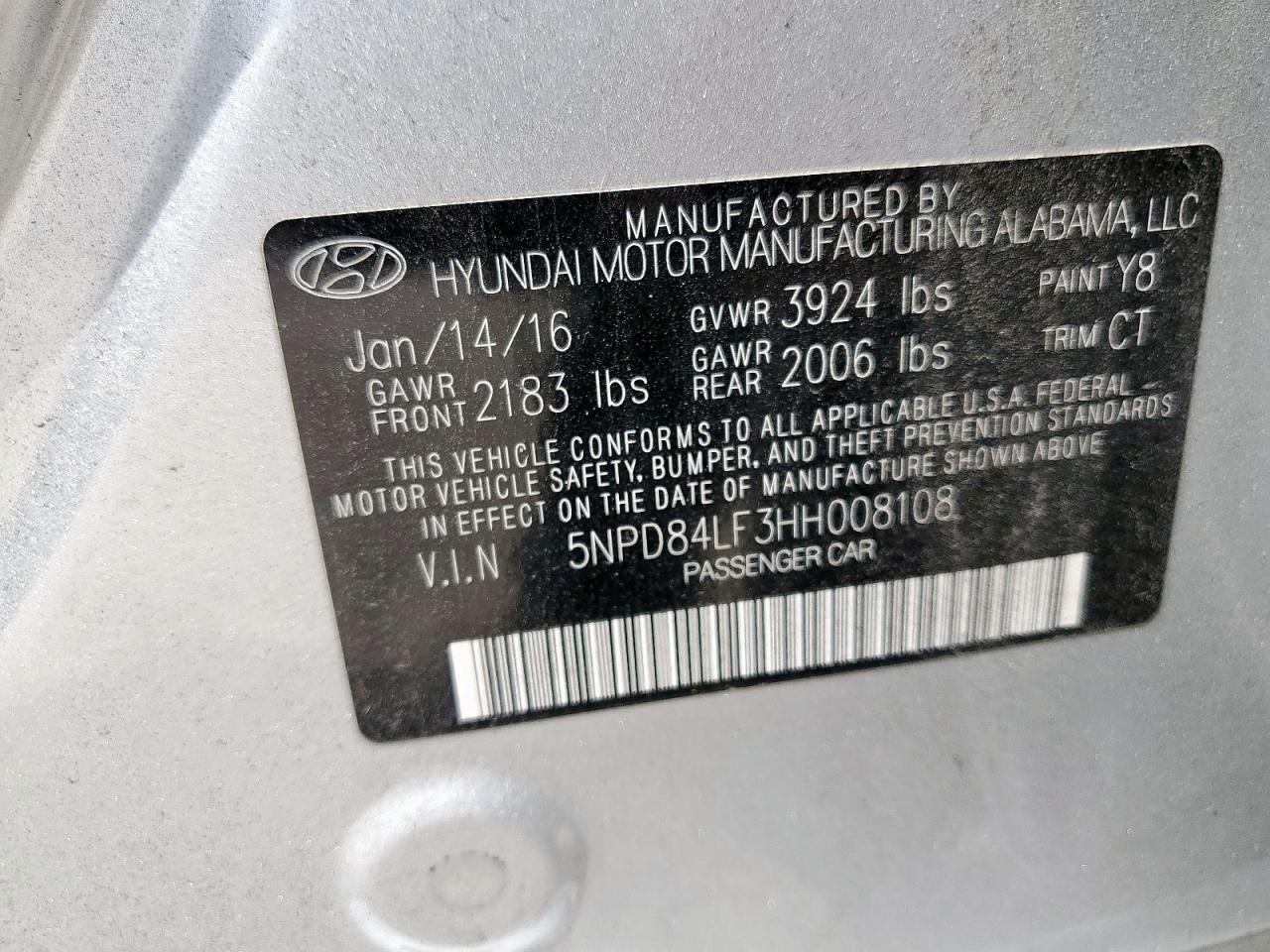 2016 Hyundai Elantra Se VIN: 5NPD84LF3HH008108 Lot: 65627635