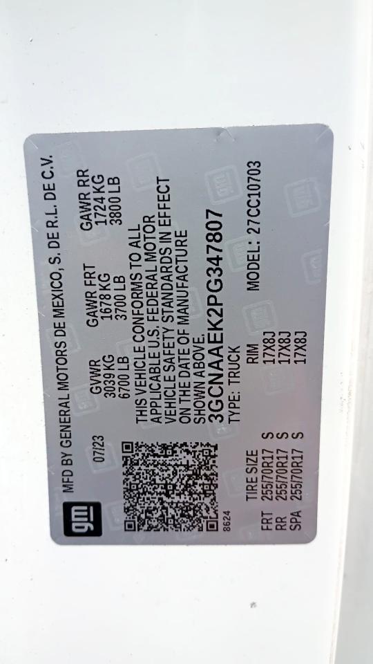 VIN: 3GCNAAEK2PG347807 2023 CHEVROLET ALL Models