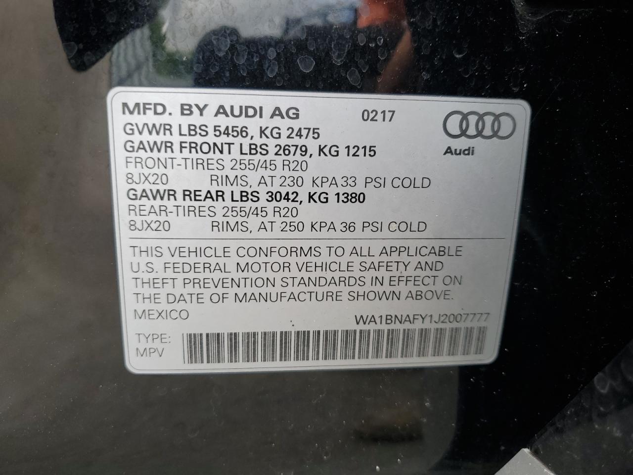 2018 Audi Q5 Premium Plus VIN: WA1BNAFY1J2007777 Lot: 60490945