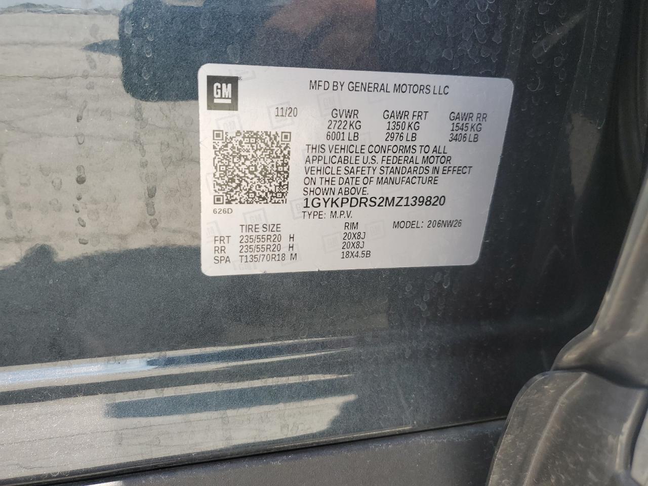 2021 Cadillac Xt6 Premium Luxury VIN: 1GYKPDRS2MZ139820 Lot: 64169645
