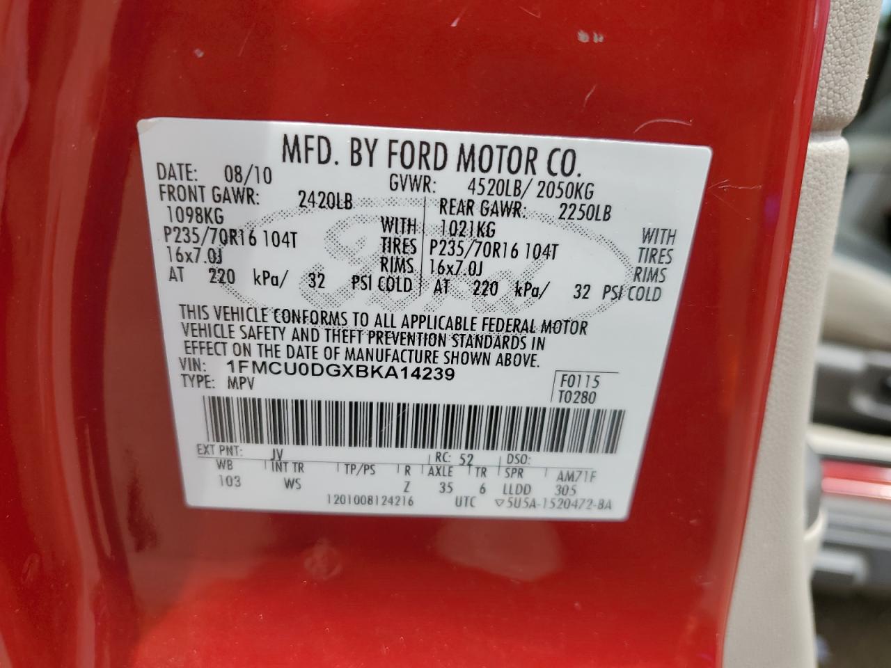 2011 Ford Escape Xlt VIN: 1FMCU0DGXBKA14239 Lot: 65750725