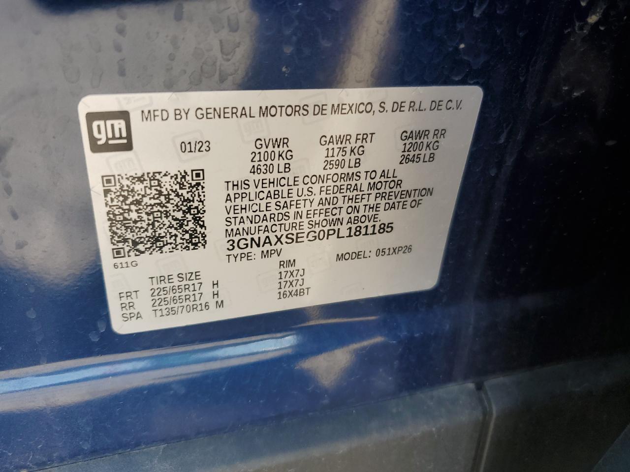 2023 Chevrolet Equinox Ls VIN: 3GNAXSEG0PL181185 Lot: 63569155