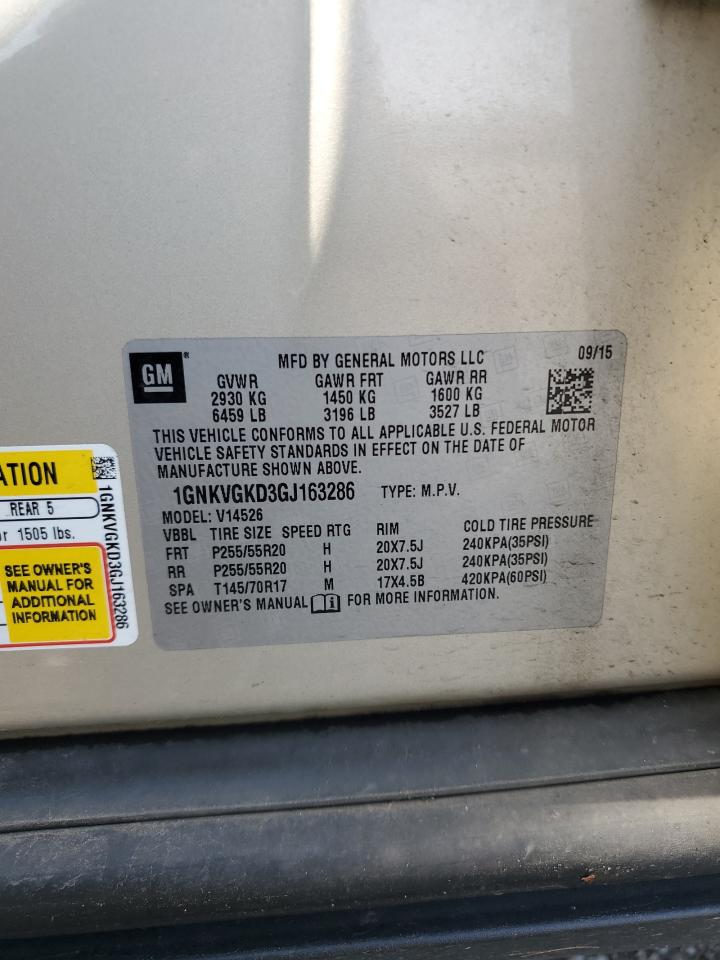 2016 Chevrolet Traverse Lt VIN: 1GNKVGKD3GJ163286 Lot: 64491345