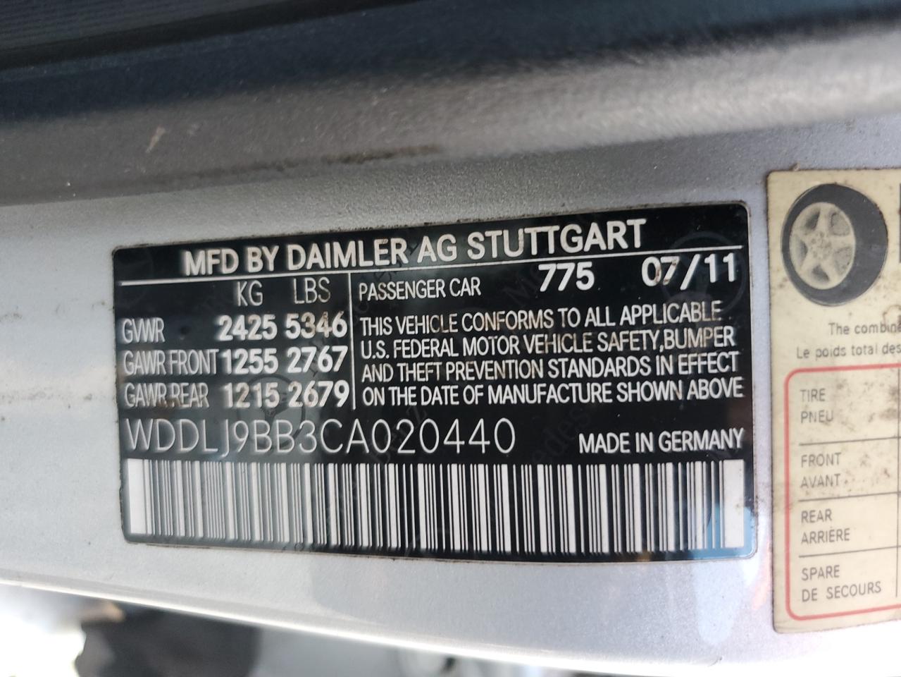 2012 Mercedes-Benz Cls 550 4Matic VIN: WDDLJ9BB3CA020440 Lot: 63835705