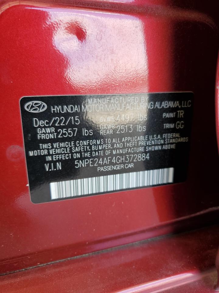 2016 Hyundai Sonata Se VIN: 5NPE24AF4GH372884 Lot: 65647885