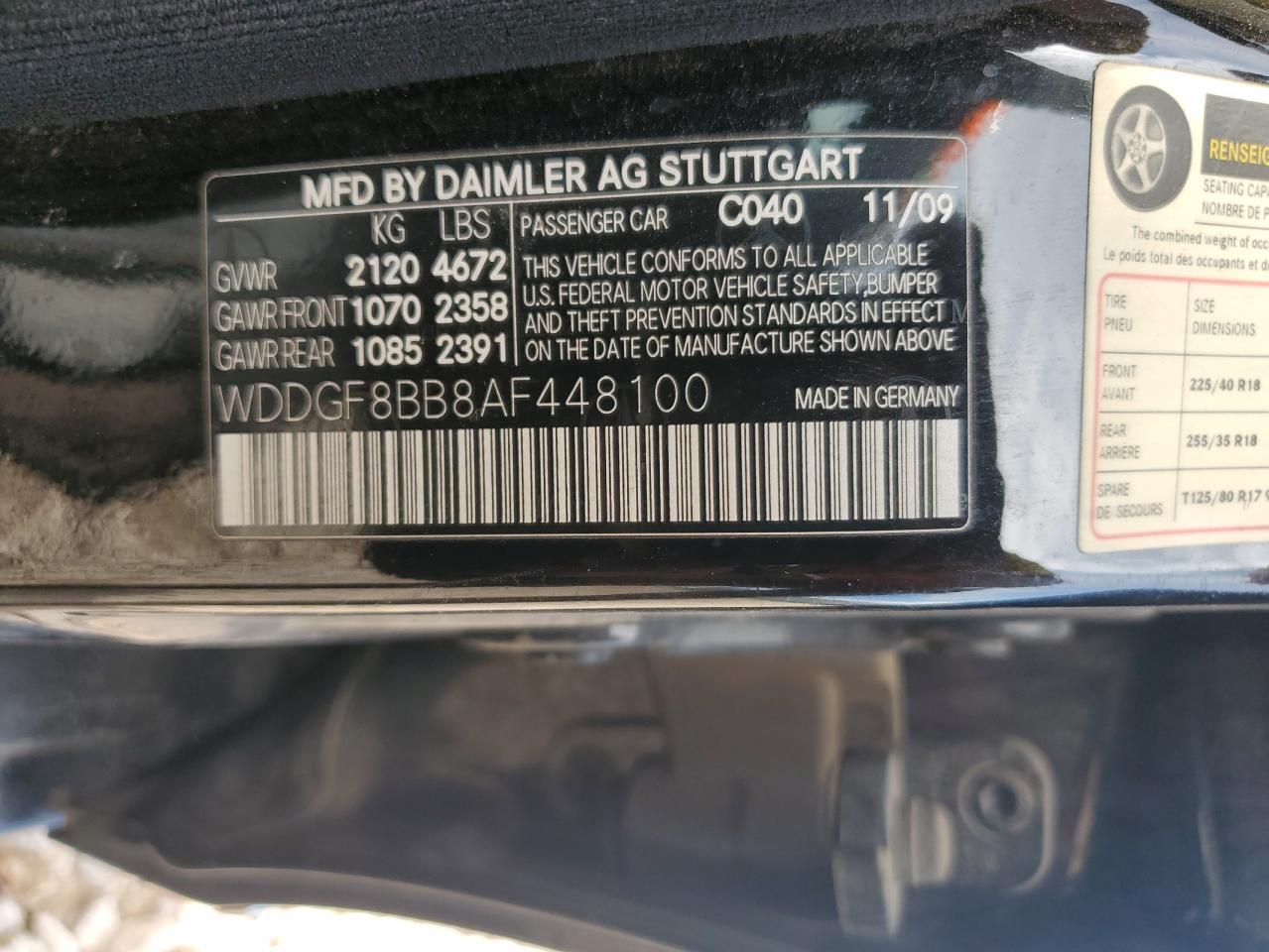 2010 Mercedes-Benz C 300 4Matic VIN: WDDGF8BB8AF448100 Lot: 63825615