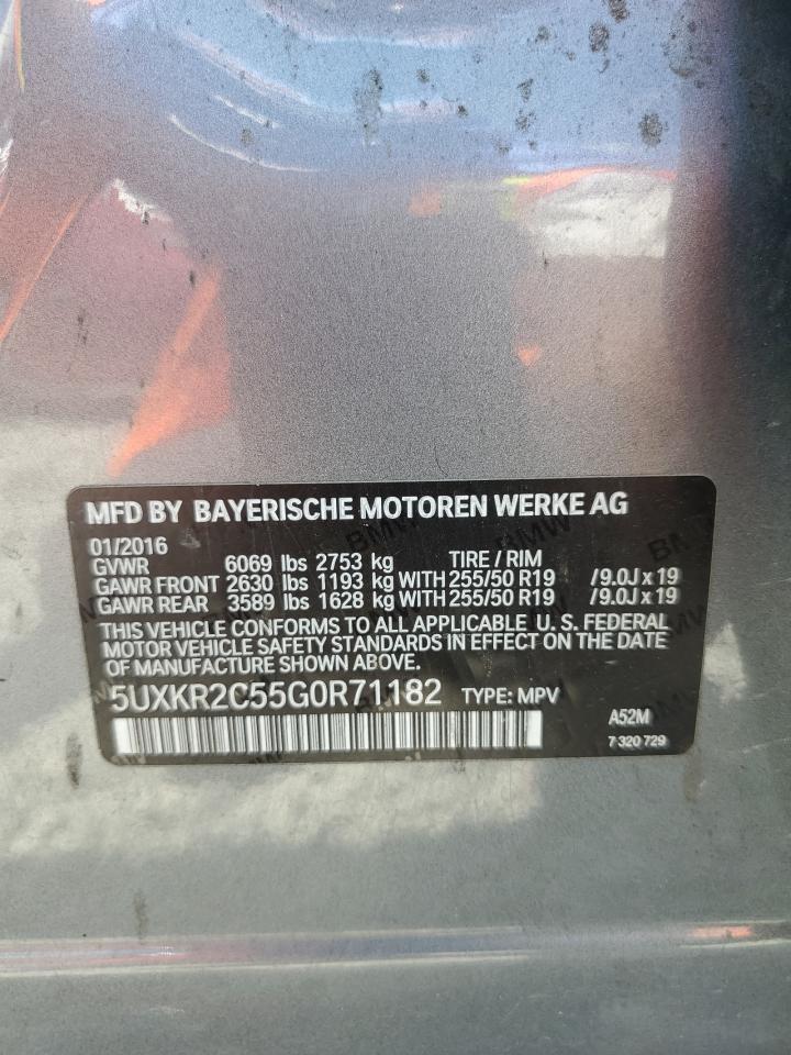 2016 BMW X5 Sdrive35I VIN: 5UXKR2C55G0R71182 Lot: 63793315