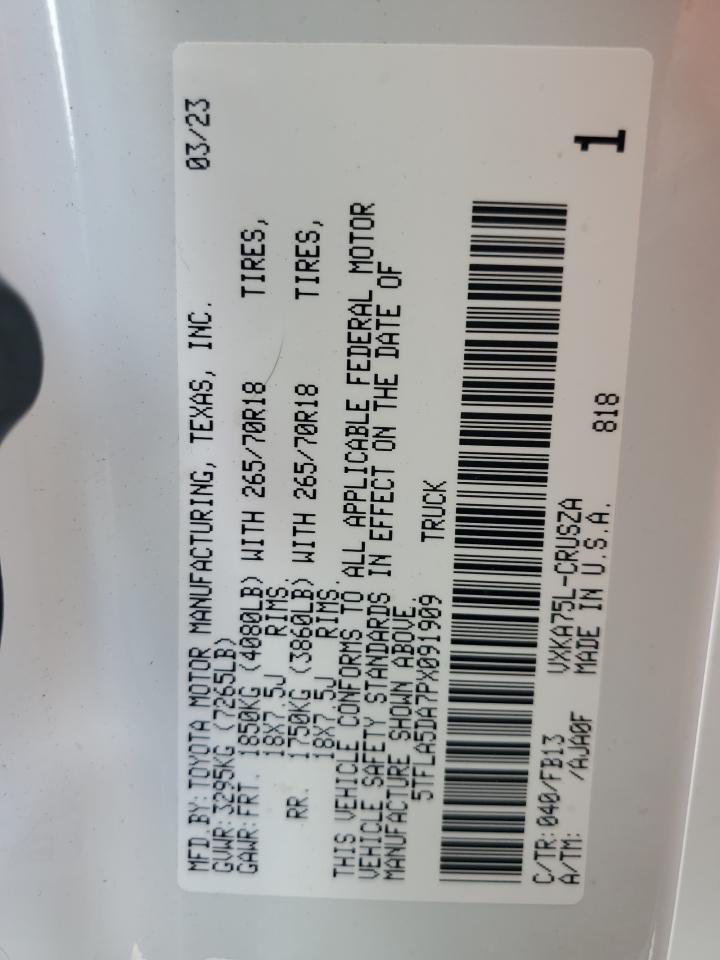 2023 Toyota Tundra Double Cab Sr VIN: 5TFLA5DA7PX091909 Lot: 65140335