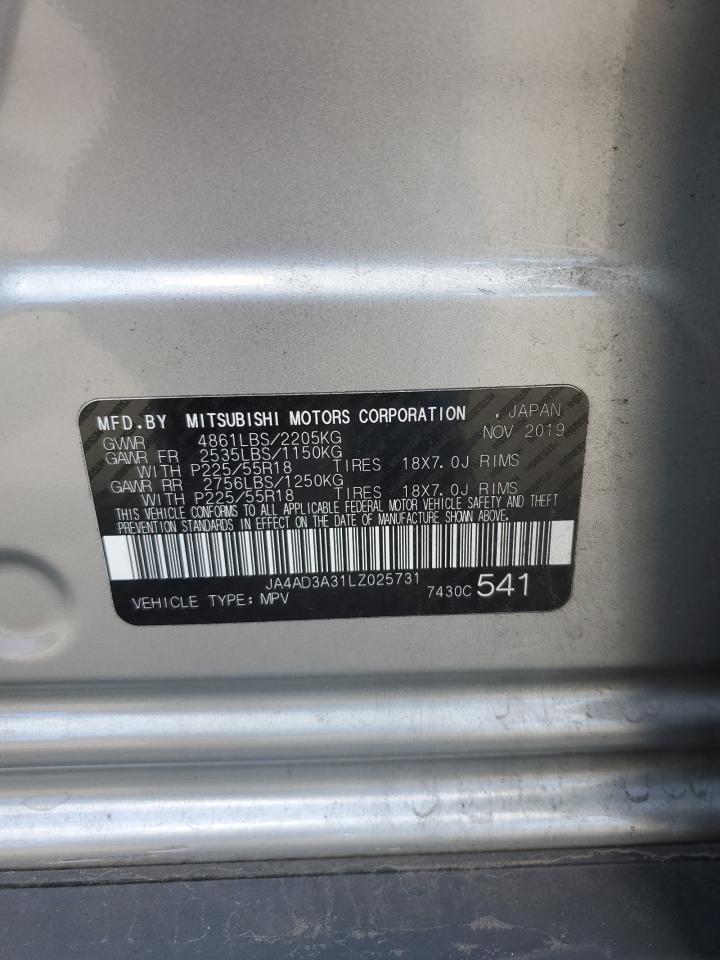2020 Mitsubishi Outlander Se VIN: JA4AD3A31LZ025731 Lot: 65448435