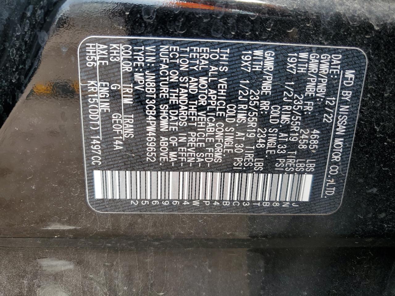 2023 Nissan Rogue Sl VIN: JN8BT3CB4PW469652 Lot: 65161095