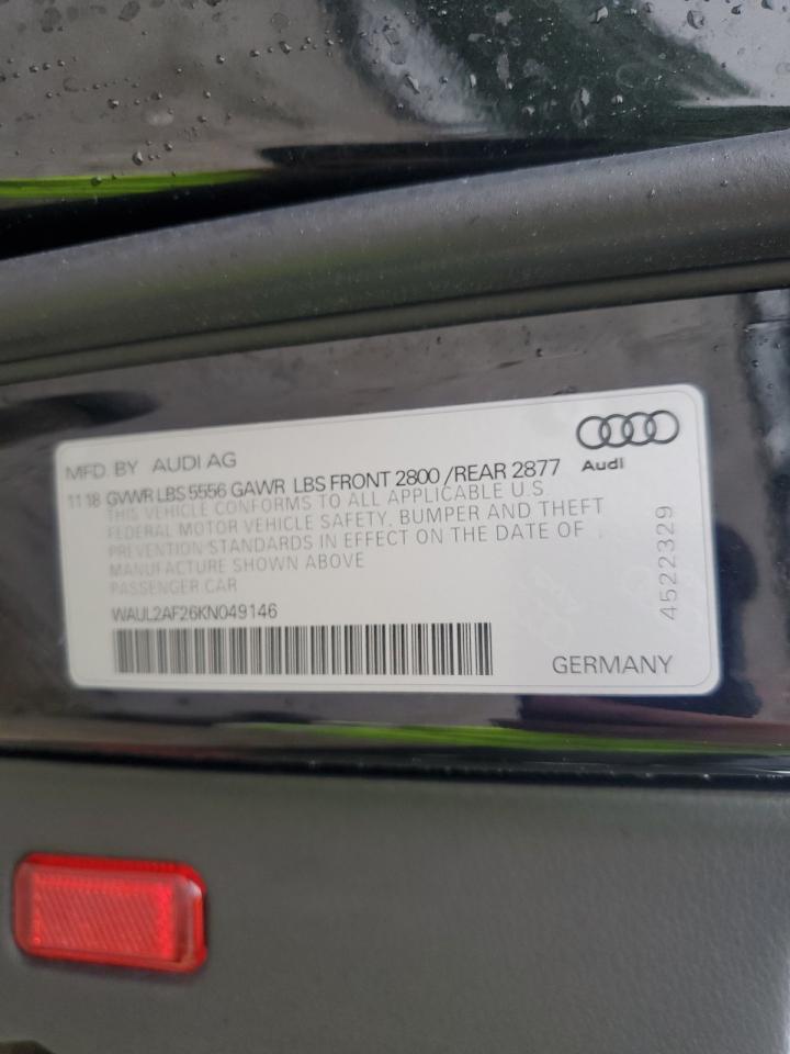 2019 Audi A6 Premium Plus VIN: WAUL2AF26KN049146 Lot: 63971635