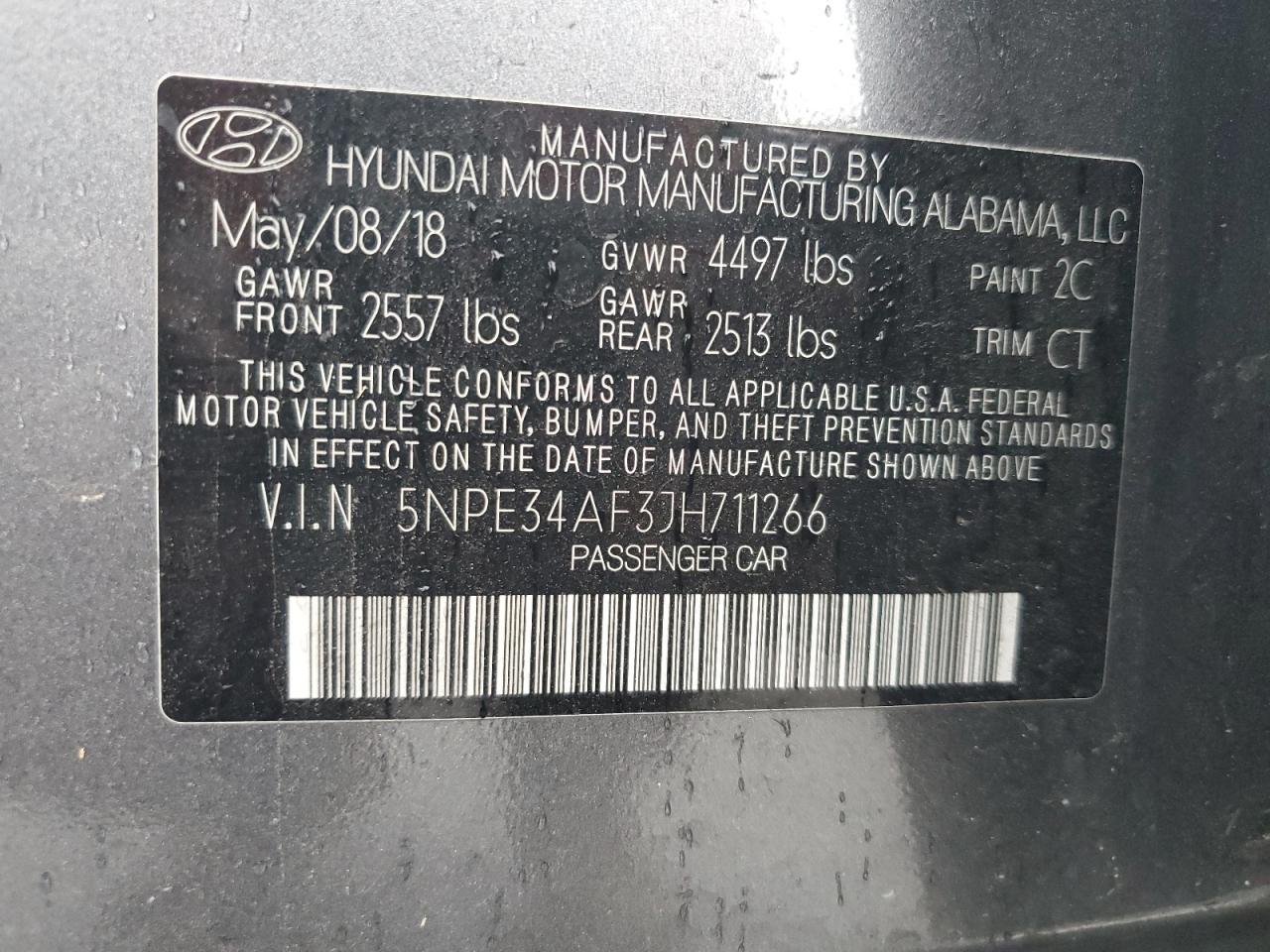 2018 Hyundai Sonata Sport VIN: 5NPE34AF3JH711266 Lot: 64131325