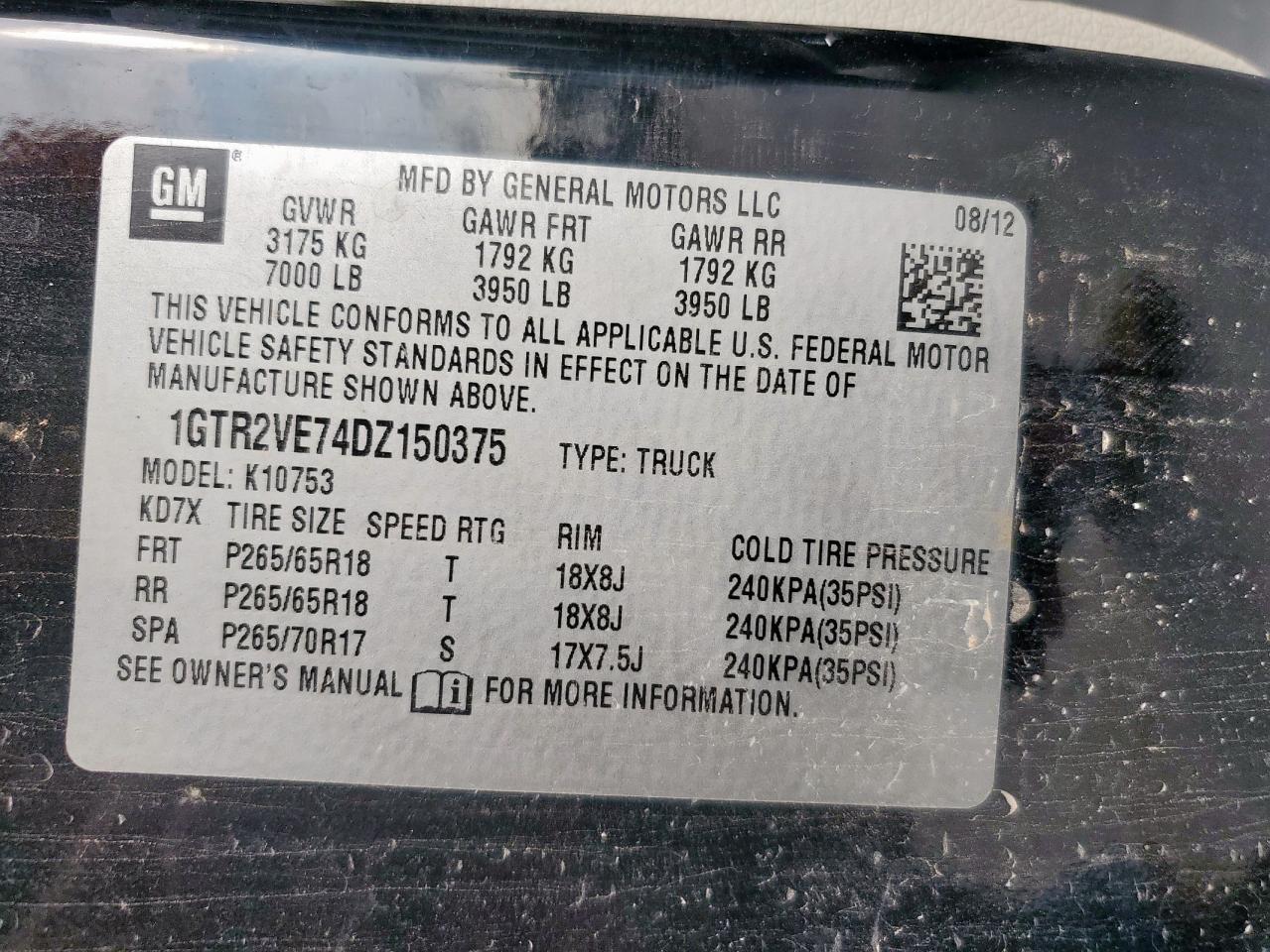 2013 GMC Sierra K1500 Sle VIN: 1GTR2VE74DZ150375 Lot: 64677415