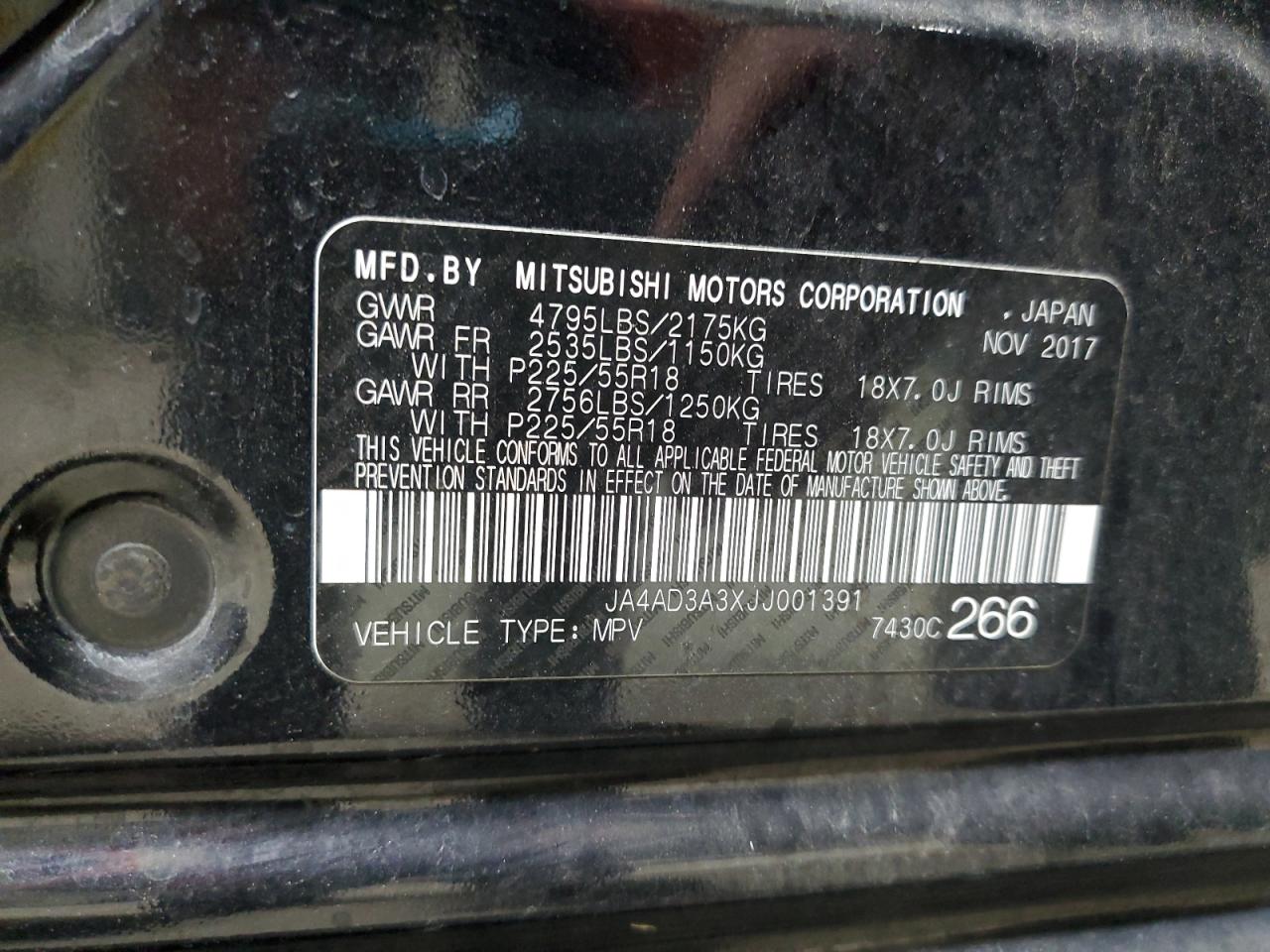 2018 Mitsubishi Outlander Se VIN: JA4AD3A3XJJ001391 Lot: 65045575