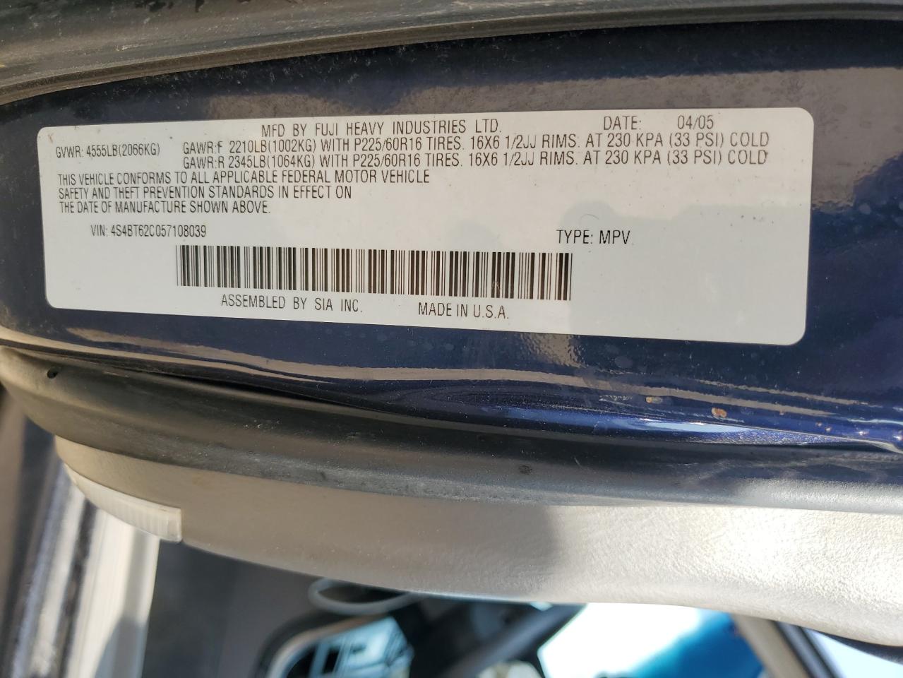 2005 Subaru Baja Sport VIN: 4S4BT62C057108039 Lot: 64700795