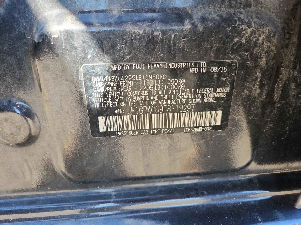 2015 Subaru Impreza Premium VIN: JF1GPAC69F8319297 Lot: 64493245
